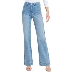 Flying Monkey 990s Vintage Super High Rise Flare Jeans Sz 27 Patch Pockets F5655